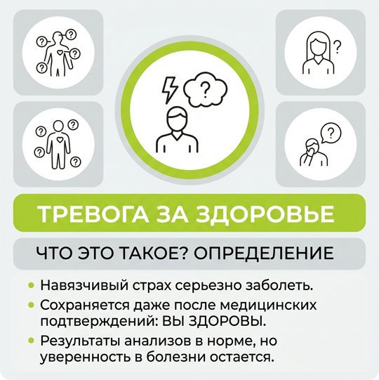 Инфографика о влиянии тревоги за здоровье на работу, быт и отношения человека